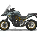 Silver Gray Touring Motorcycle With Yellow Wheels Windshield And Modern Design 3d model