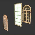 Wooden Furniture Window Door Frames Featuring Different Grid And Arch Designs