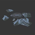 Gray Textured Material Sheets With Central Circular Woven Object And Scattered Pieces