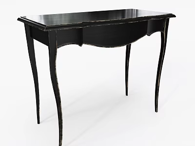 Classic Black Wooden Corner Table With Curved Legs And Smooth Top Design 3d model