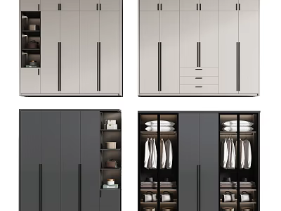 Modern Wardrobe Interior Design With Hanging Space Drawers And Storage Shelves 3d model