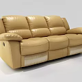 Stylish Beige Leather Sofa Set With Comfortable Armrests And Soft Cushioned Seats
