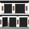 Modern Black Double Gate Design With Stone Pillars And Decorative Side Panels 3d model