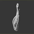 Detailed 3D Snake Skeleton Structure on Gray Background with White Bone Rendering