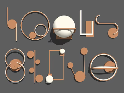 Modern Geometric Wall Lamps With Circular Rings And Spherical Shades 3d model