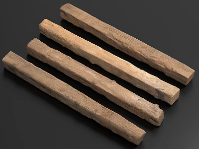 Natural Stone and Wood Planks With Rustic Texture on Black Background 3d model