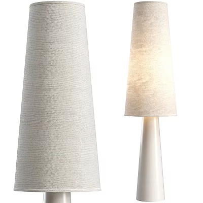 Modern Floor Lamp With Beige Fabric Shade White Stand And Illuminated Design 3d model