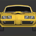 Yellow Classic Sports Car With Black Roof And Eagle Graphic On Hood