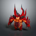 Game Movie Character Red Spiked Demonic Monster With Horns Winged Muscular Fierce Body