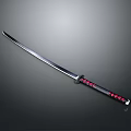 Traditional Samurai Sword with Long Sharp Blade Black Handle Red Accents and Metal Guard