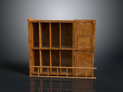 Wooden Entryway Cabinet Sideboard with Open Shelves Drawers and Storage Compartments 3d model