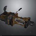 Mechanical Weapon 3D Model With Metal Components Wooden Parts Barrel And Grip Design