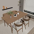 Nordic Dining Table and Chair Combination Dining Table and Chair 3d model