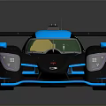 Black and Blue Race Car with Sleek Aerodynamic Exterior and Rear Wing