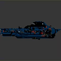 Detailed Blue Futuristic Cosmic Spaceship 3D Model Design Concept