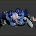 Game And Movie Character With Blue White Outfit Cat Ears Vest And Pants