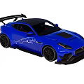 Blue Sports Car Featuring Black Roof Rear Spoiler And White Graphic Design