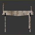 Modern Wooden Bridge Like Structure With Slats And Support Beams Design