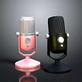 Stylish Modern Pink And Black Microphones With Sleek Stand Design For Recording