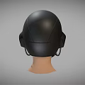Futuristic Black Tech Helmet Featuring Material Text Lights Mesh Design And Microphone 3d model