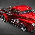 Red Vintage Truck With Coca-Cola Logo And Classic Shiny Exterior Design