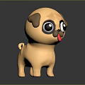 Cute Pug Dog Sculpture In Cartoon Style With Big Eyes And Tongue Out