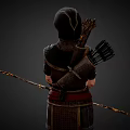 Elven Archer Character With Bow And Arrowquiver In Dark Outfit