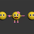 Decorative Ornament Set Of Yellow Smiley Faces With Pink Flower Feet And Different Expressions