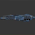 Blue Sci-Fi Spaceship With Complex Structure And Luminous Details For Space Exploration 3d model