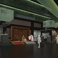 Modern Exhibition Hall Interior Design with Display Walls Lighting and Visitors