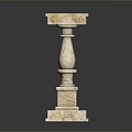 Beige Balustrade Models Featuring Columns Smooth Handrails And Reflections On Gray Background