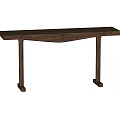 Solid Wood Console Table With Two Pillar Design For Entryway Home Decor