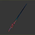Fantasy Glowing Sword with Blue Blade Red Decorative Hilt Crystal Accents and Shiny Finish