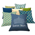 Decorative Throw Pillows In Assorted Colors With Queen Mum Crown Pattern 3d model