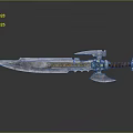 Ornate Greatsword Featuring Worn Blade Golden Patterns Brown Leather Hilt And Metal Accents