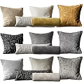 Decorative Pillows with Geometric Patterns in Beige White Yellow Black Gray Colors 3d model