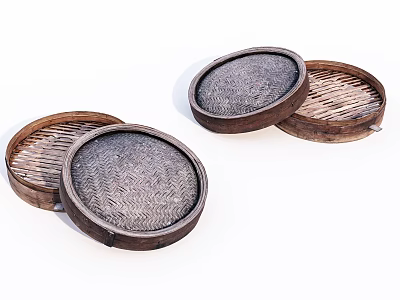 Handmade Round Bamboo Woven Sieves Practical Household Items for Daily Use 3d model