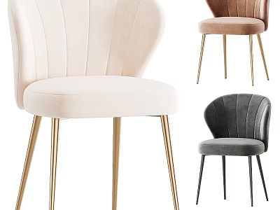 Luxury Velvet Upholstered Dining Chair With Elegant Metal Legs For Stylish Modern Home Dining Area 3d model
