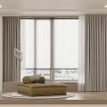 Modern Linen Curtains For Floor To Ceiling Window In Cozy Living Room Interior
