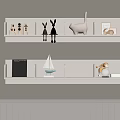 Light Colored Wall Mounted Decorative Shelves With Ornaments Sailboat Model And Book
