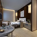 Modern Hotel Room Interior Design With Sofa Coffee Table And Wall Paintings