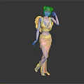 Children's 3D Character Model With Pink Hair Yellow Wings And Pink Dress Standing Pose