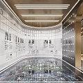 Modern Display Space With Architectural Model Curved Wall And Linear Lighting Design 3d model