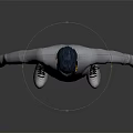 3D Character Model Featuring Blue Gray Hair Patterned Scarf Gray Sweater Black Pants White Sneakers