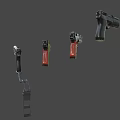 Modern Multiple Pistols With Black And Red Components And Long Barrels Design 3d model