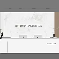 Modern White Reception Desk With Marble Wall And Ambient Lighting In Elegant Interior