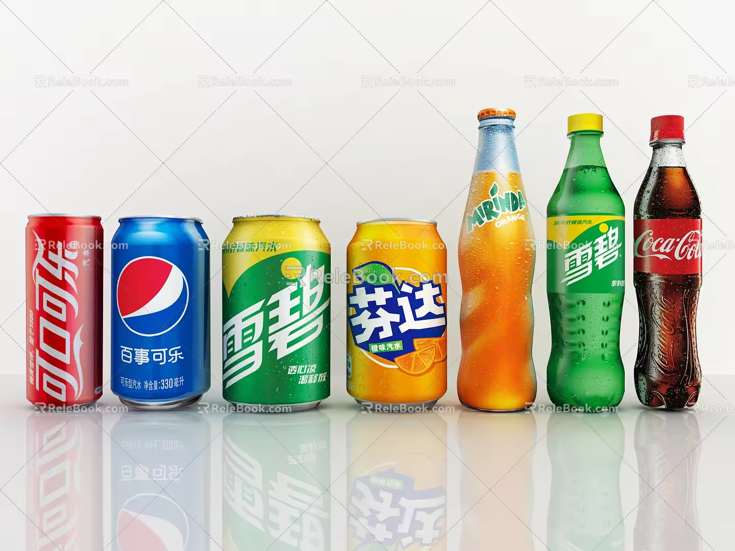 Beverage Coke Sprite Soda Cans Bottles Coke Bottles Beverage Drinks Fanta 3d model