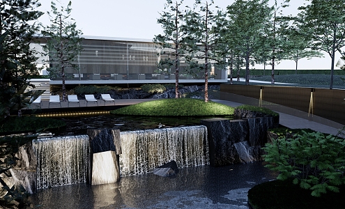 Modern Sales Office Building Demonstration Area Landscape Falling Landscape Overlay Landscape 3d model