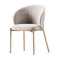 Modern Upholstered Dining Chair With Ribbed Arched Back And Golden Metal Legs