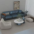 Modern Gray Sofa Coffee Table Set With Orange Pillows Arched Floor Lamp Abstract Wall Art